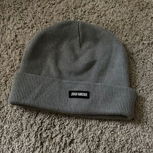 Joah Brown Ribbed Knit Hat in Gray